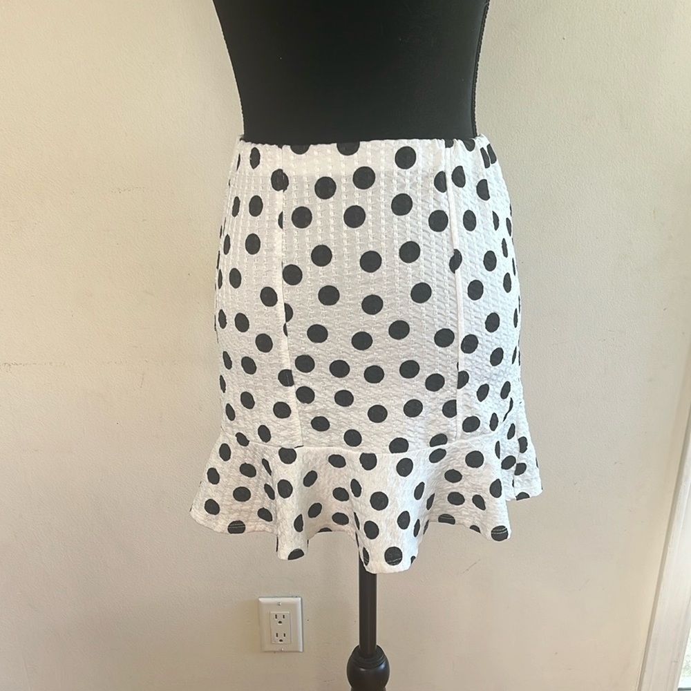 ASOS Design White and Black Polka Dot Fit and Flare Mini Skirt
